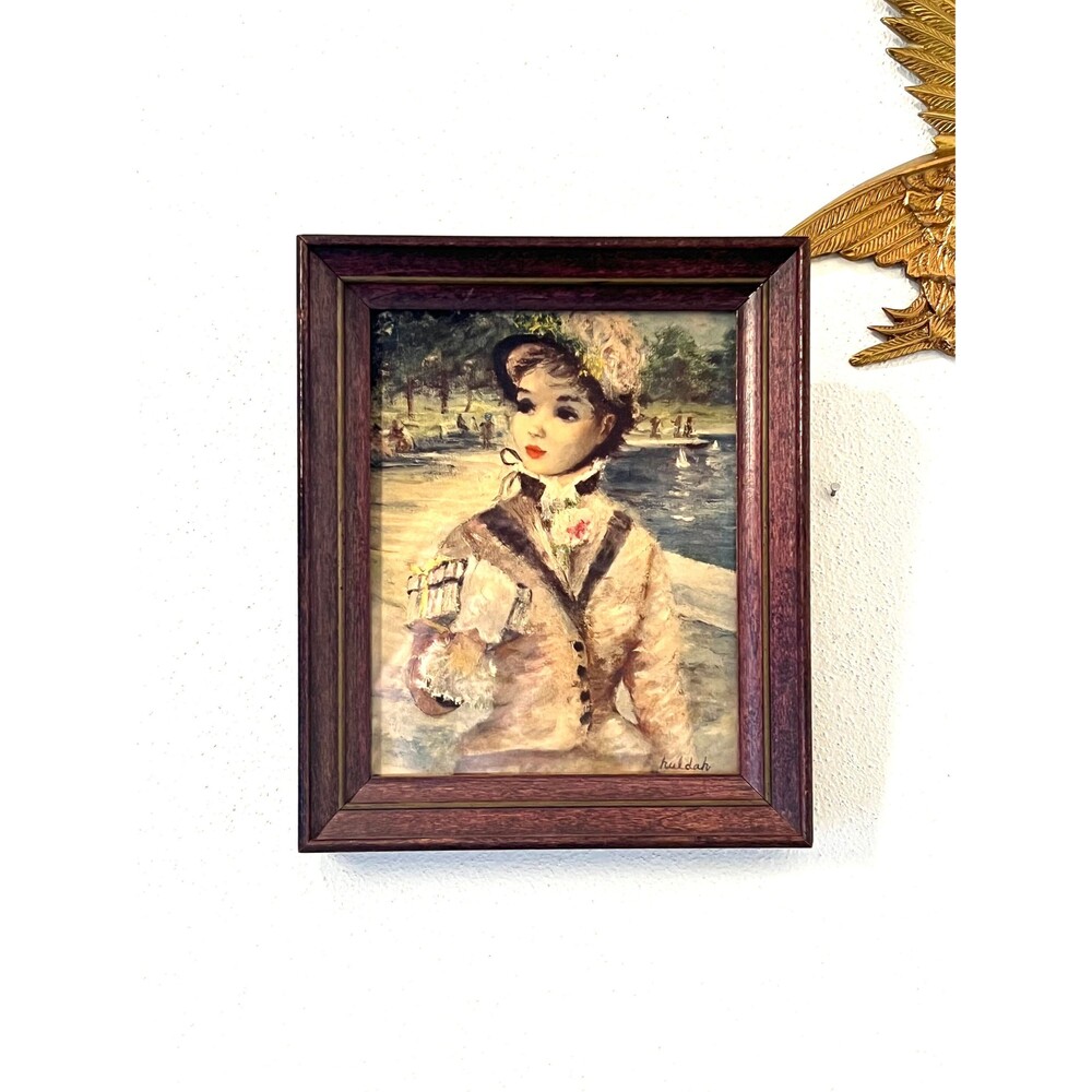 Victorian Woman Print: Central Park Scene, Collectible Art (9x7.5x1.3)